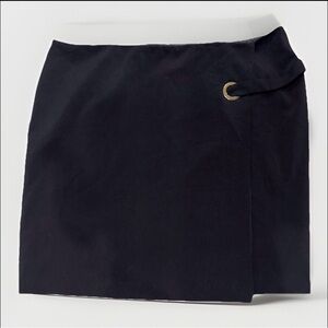 Black Calvin Klein Skirt Women’s 22 Zip Gold Detail Faux Wrap